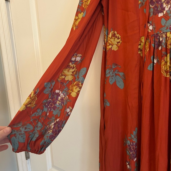 Free People Red Long Sleeve Maxi Dress Medium - Picture 3 of 7